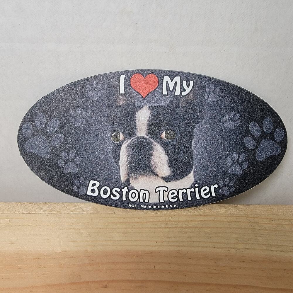 "I Love My Boston Terrier" Oval Magnet